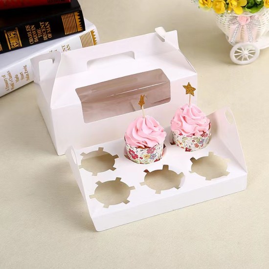 Cupcake Box mit Sichtfenster / Muffin Box / Cup Cake Box 6  er - CBH6 - Mytortenland